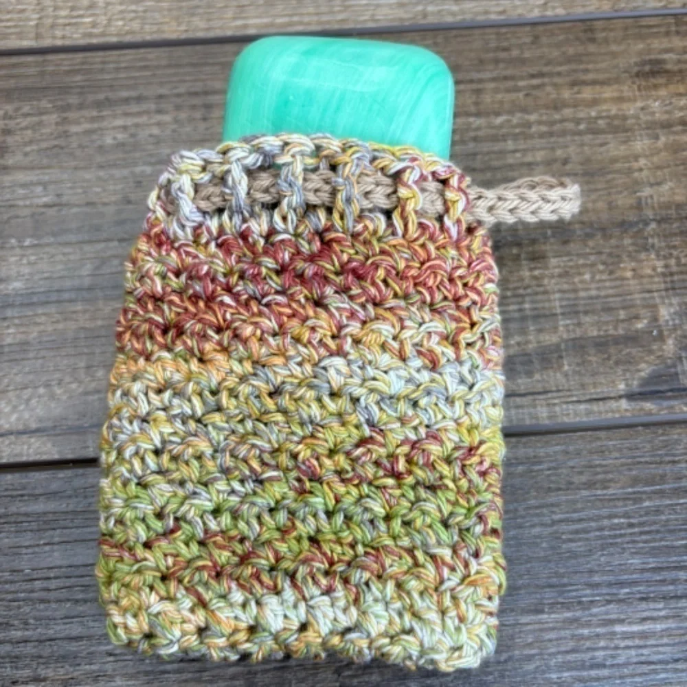 Handmade Crochet Soap Saver Bag Cotton Handcrafted‎ Exfoliating Drawstring Pouch